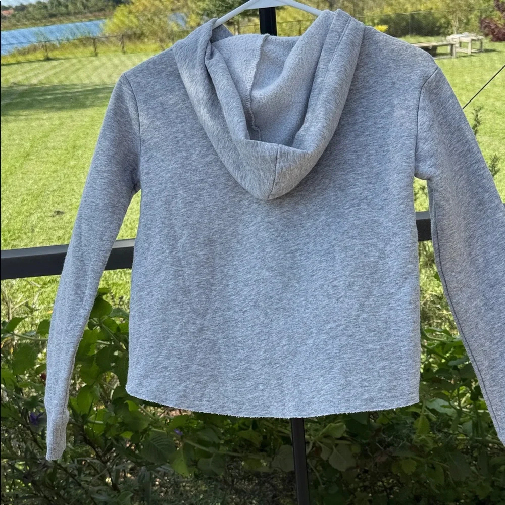 Justice Sport 10 gray smiley face Crop sweatshirt Hoodie